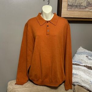 🚨SALE Jos. A. Bank Classic Orange Merino Wool Sweater size Large